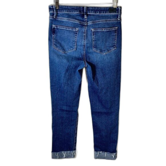 Paige Hoxton Blue Medium Wash Mid Rise Slim Crop Fray Hem Jeans Size 29 - Picture 6 of 15